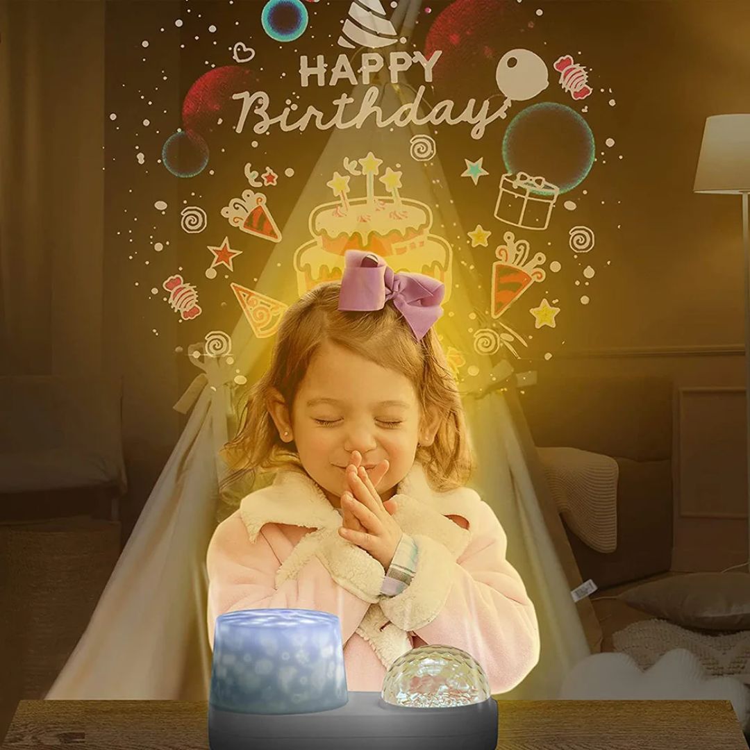 fillette anniversaire veilleuse bebe projection plafond