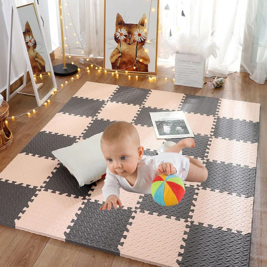 tapis deveil rose gris