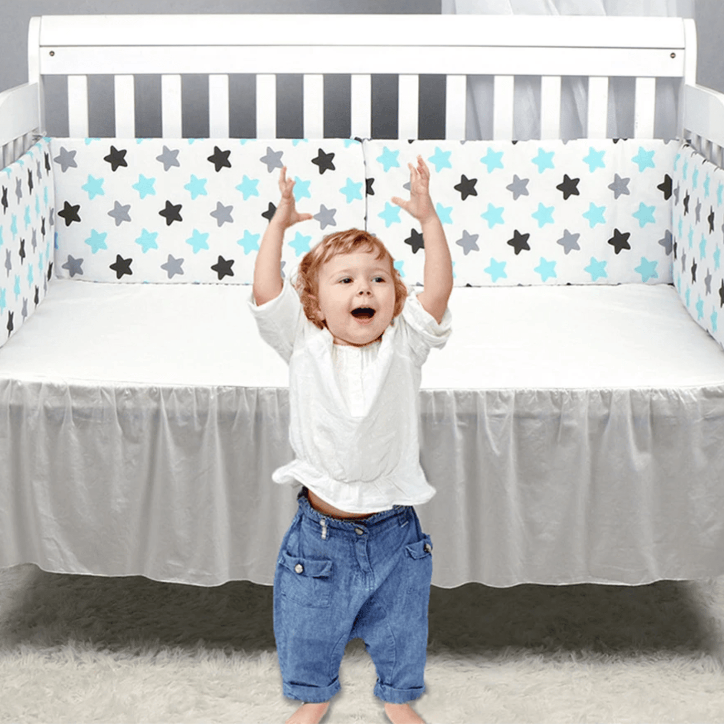 tour de lit bebe etoiles bleues