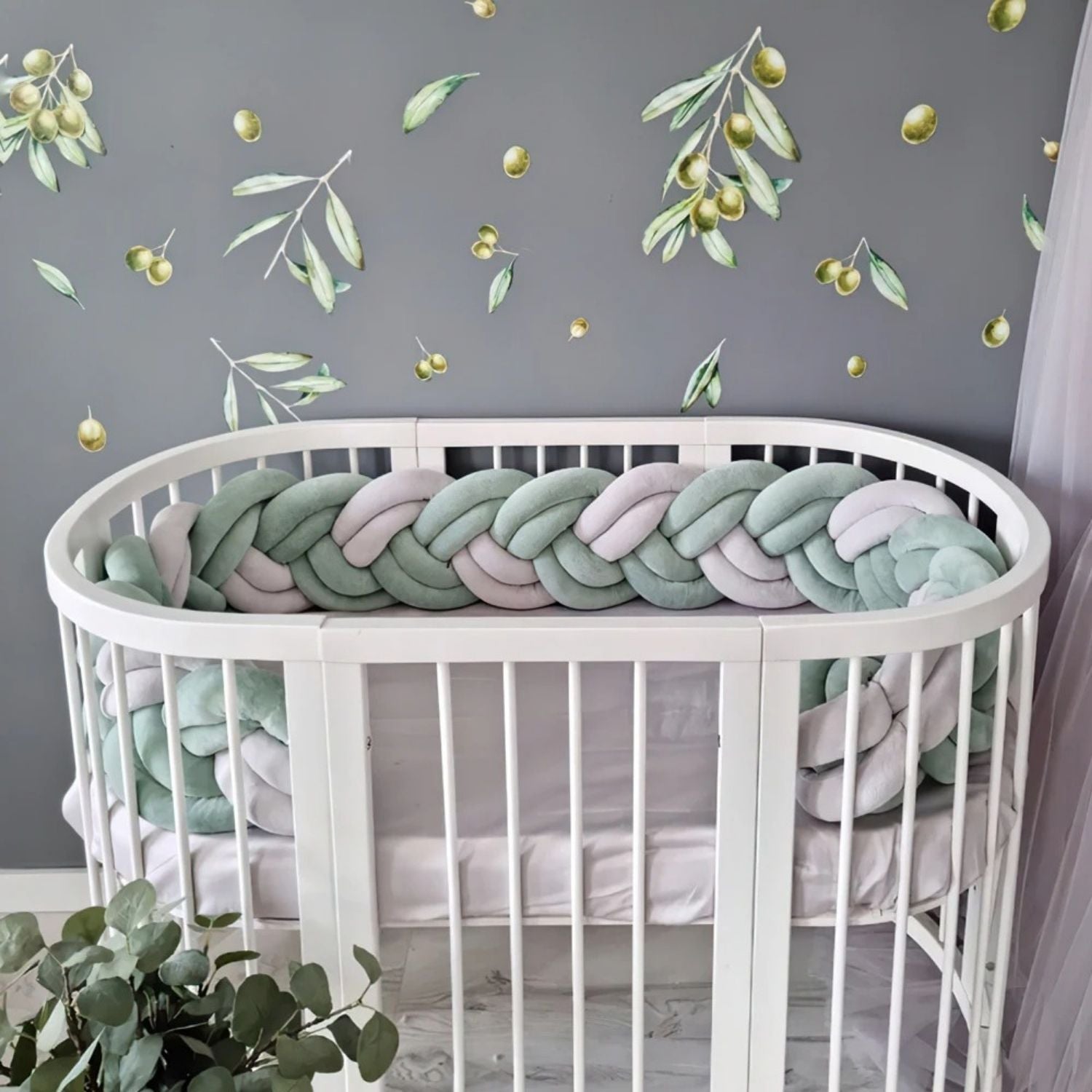 tresse de lit quatre brins vert blanc