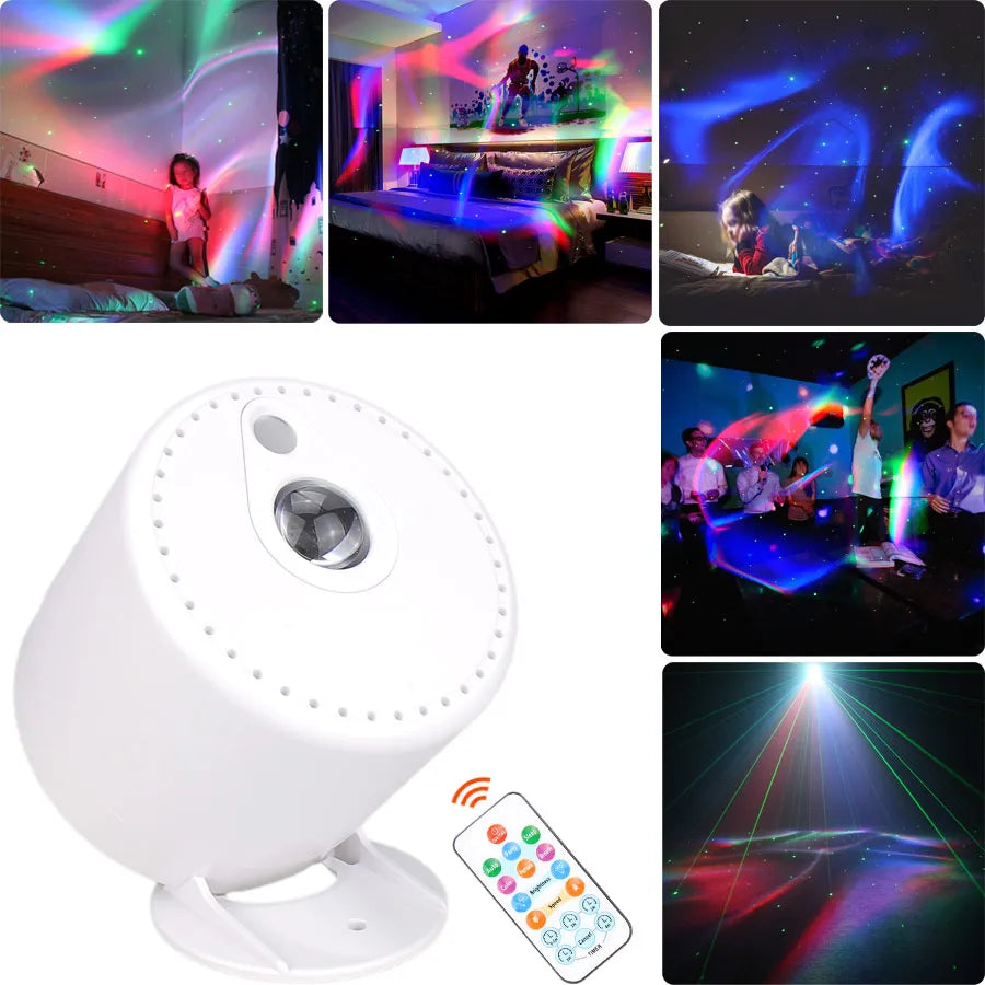 ESHINY RGB LED Rechargeable Battery Aurora Star Sky Light Laser Projector Motive Disco USB DJ Night Kids Stage Bedroom B222N8 Besdodo