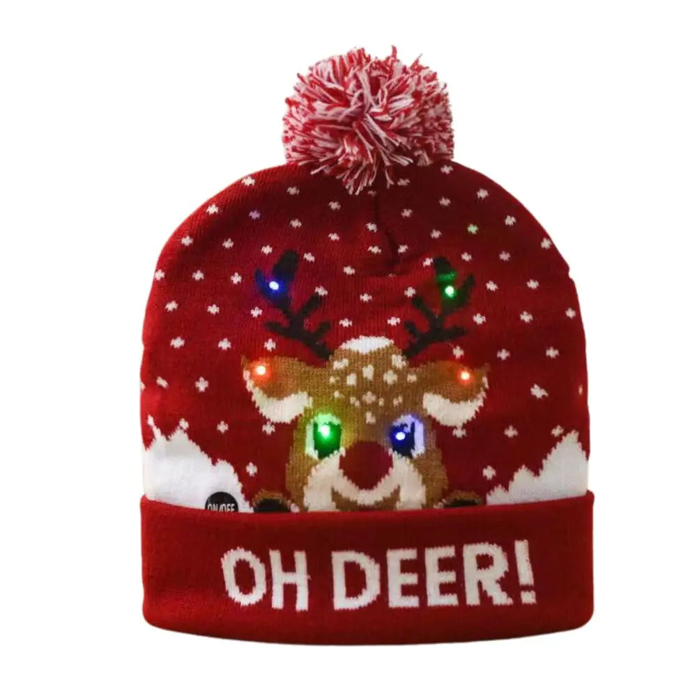 LED Christmas Knitted Hat Light Up Xmas Beanie Cap Unisex Winter Beanie Sweater Hat with Colorful LEDs for Christmas New Year Besdodo