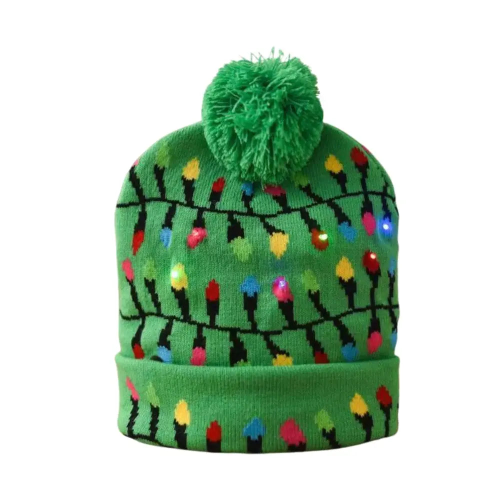 LED Christmas Knitted Hat Light Up Xmas Beanie Cap Unisex Winter Beanie Sweater Hat with Colorful LEDs for Christmas New Year Besdodo