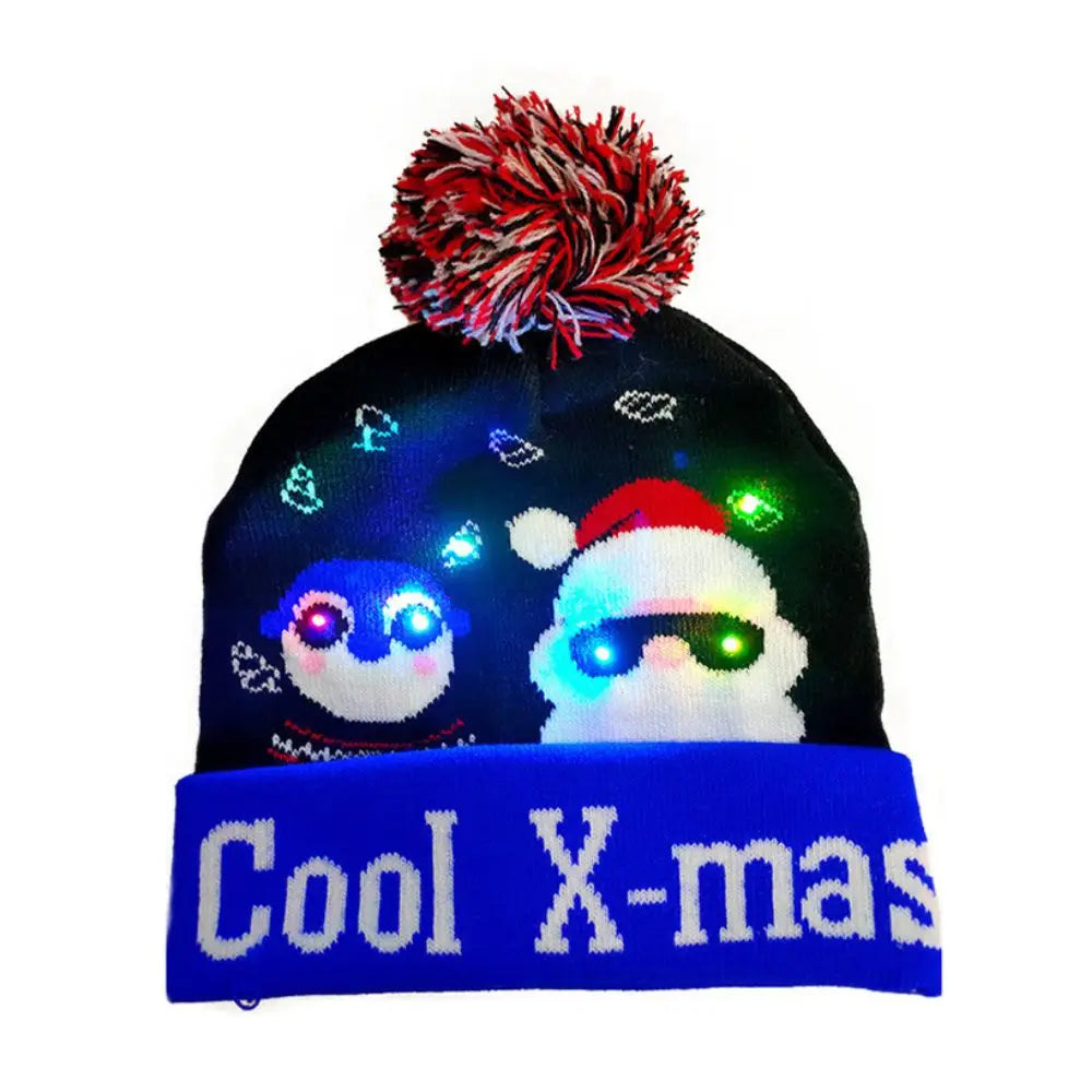 LED Christmas Knitted Hat Light Up Xmas Beanie Cap Unisex Winter Beanie Sweater Hat with Colorful LEDs for Christmas New Year Besdodo