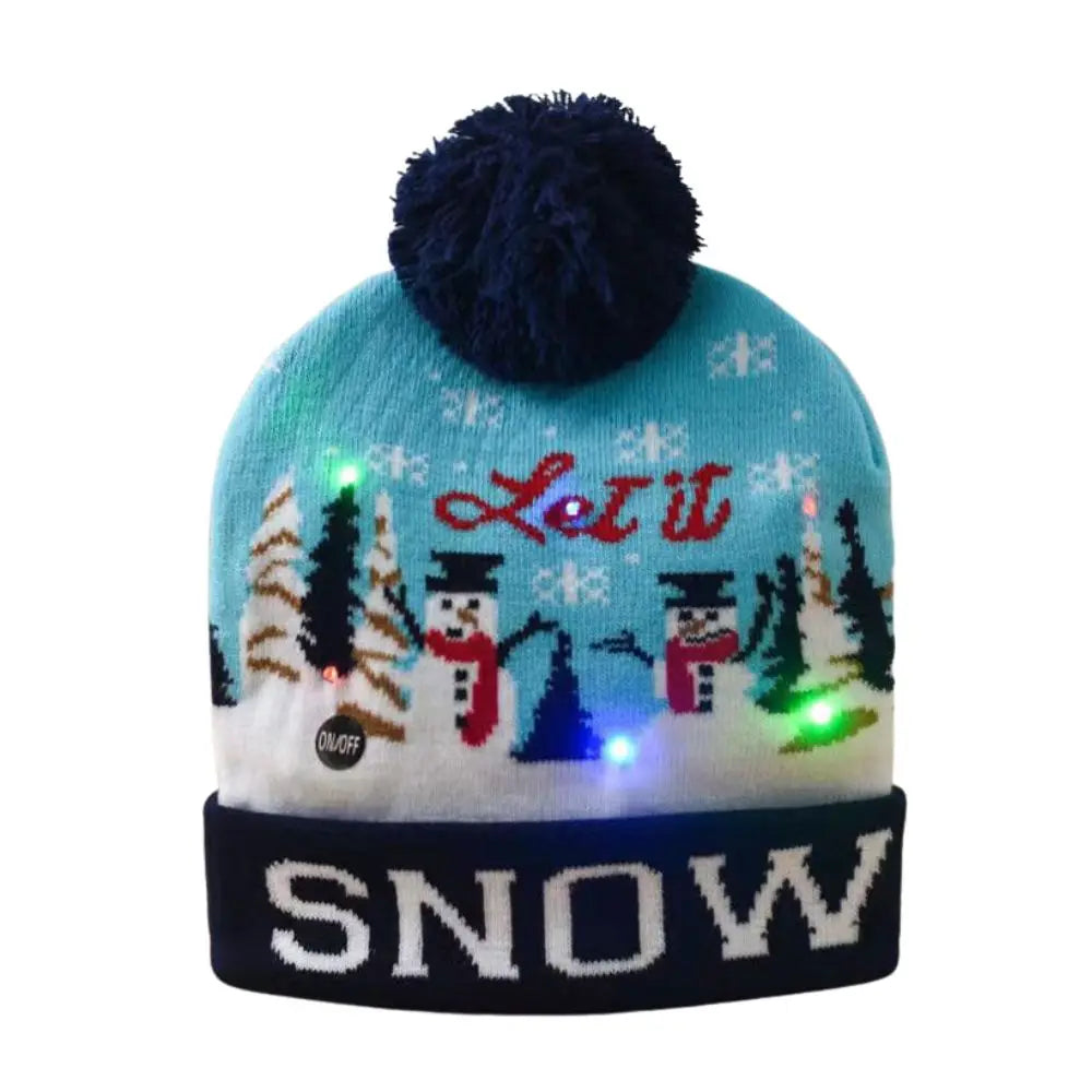 LED Christmas Knitted Hat Light Up Xmas Beanie Cap Unisex Winter Beanie Sweater Hat with Colorful LEDs for Christmas New Year Besdodo