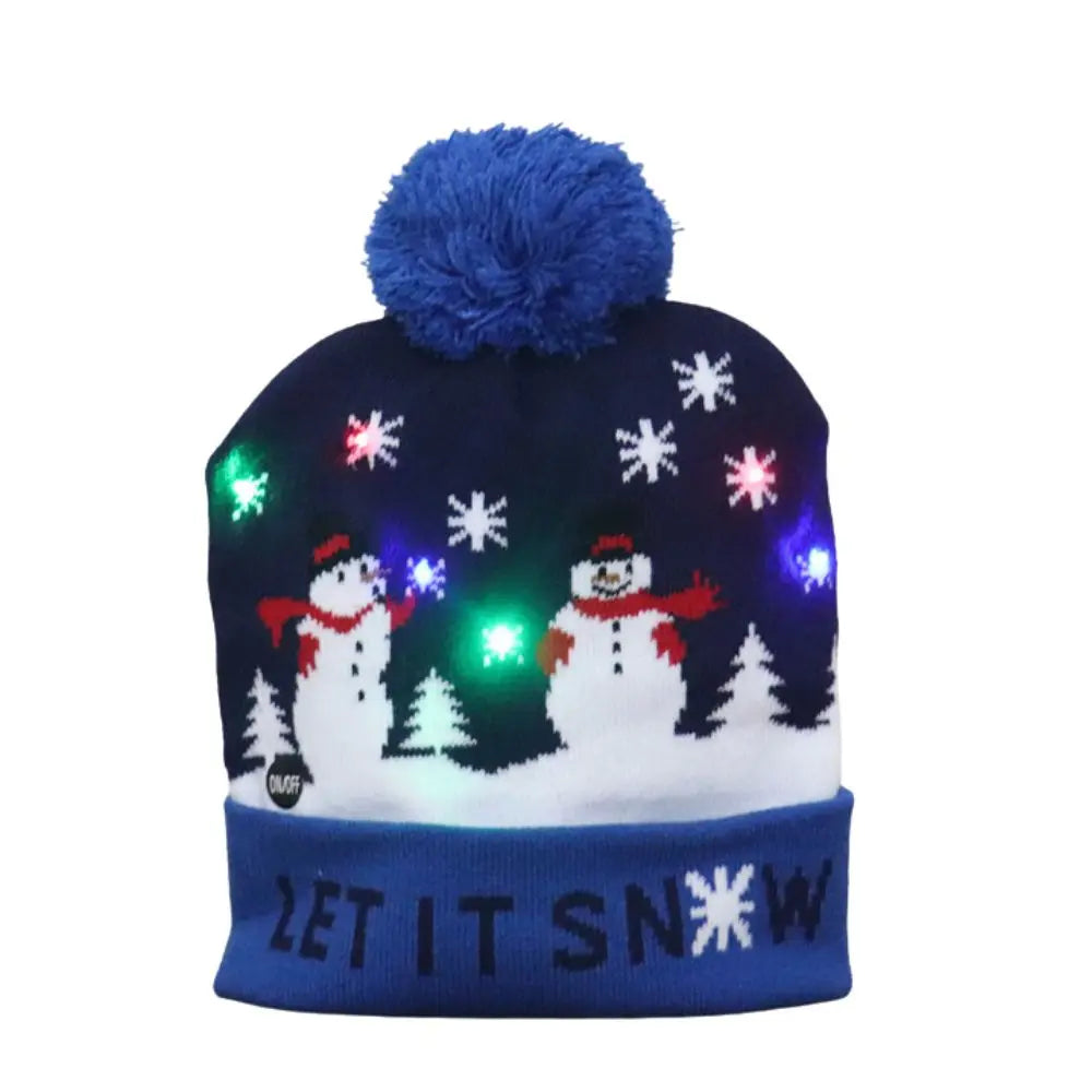 LED Christmas Knitted Hat Light Up Xmas Beanie Cap Unisex Winter Beanie Sweater Hat with Colorful LEDs for Christmas New Year Besdodo