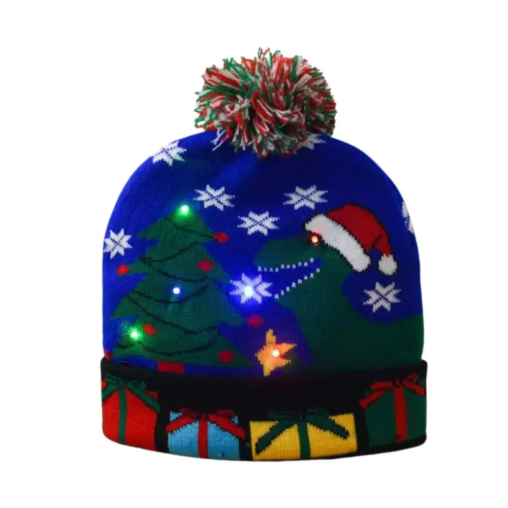 LED Christmas Knitted Hat Light Up Xmas Beanie Cap Unisex Winter Beanie Sweater Hat with Colorful LEDs for Christmas New Year Besdodo