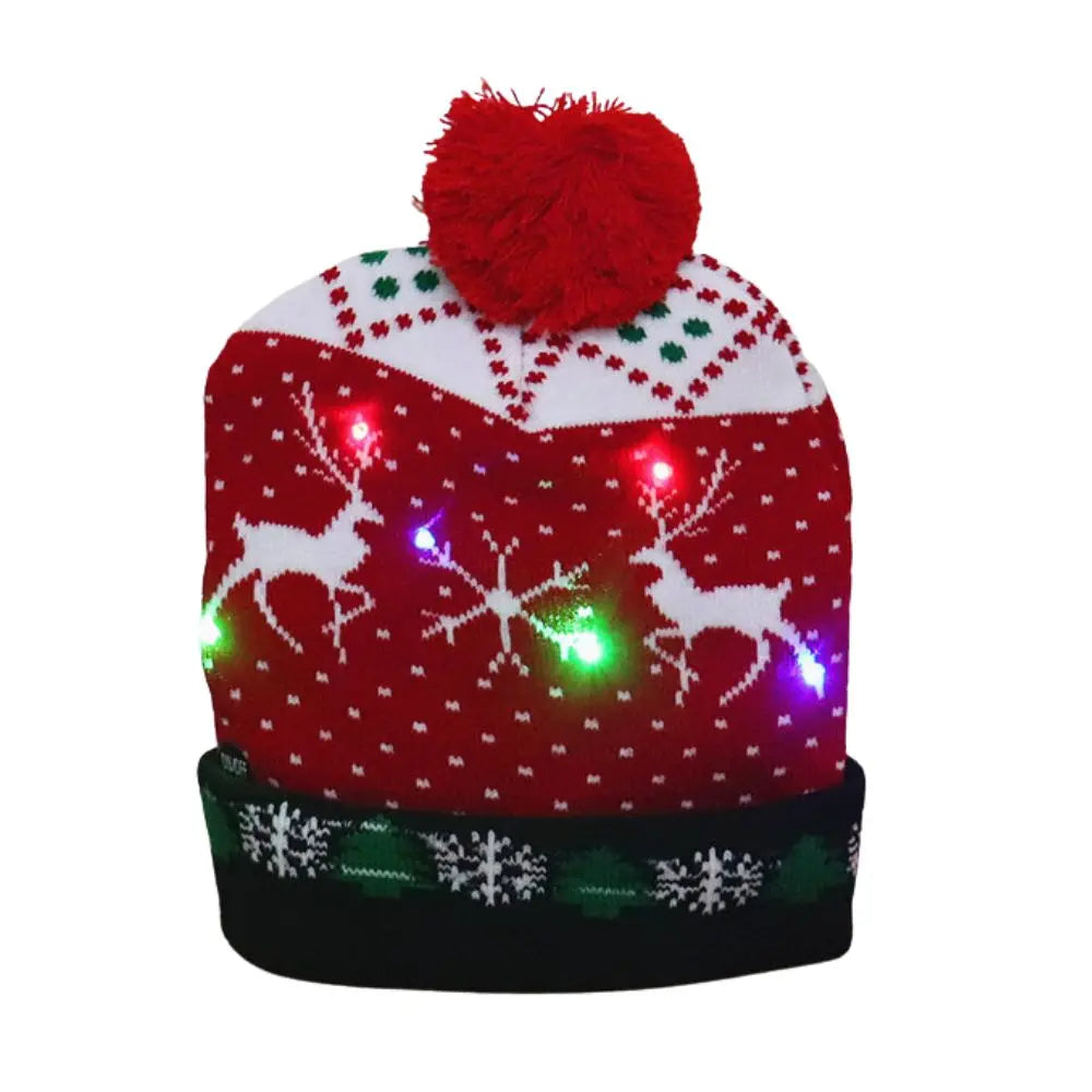 LED Christmas Knitted Hat Light Up Xmas Beanie Cap Unisex Winter Beanie Sweater Hat with Colorful LEDs for Christmas New Year Besdodo