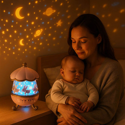 bebe calme veilleuse bebe projection plafond manege lapin