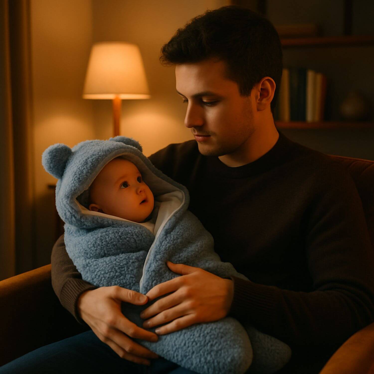 bebe dort bras papa nid dange bleu