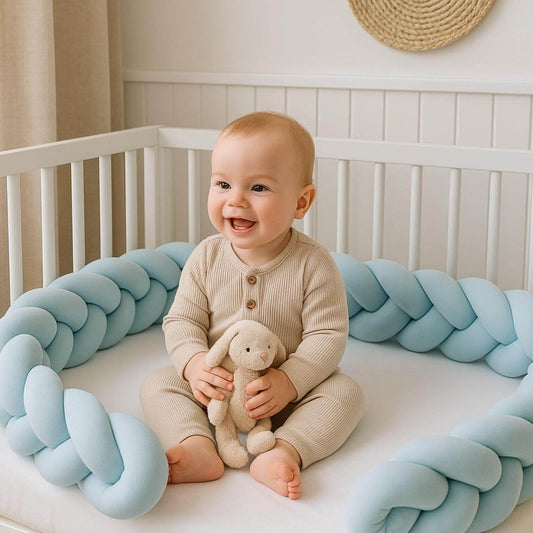 bebe securite tresse de lit monochrome bleue