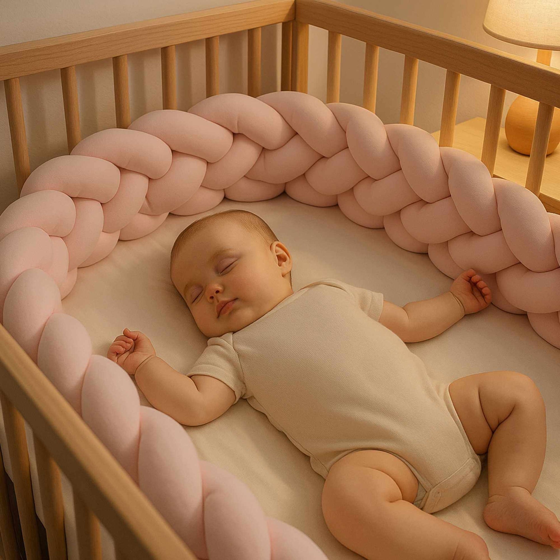 bebe securite tresse de lit monochrome rose