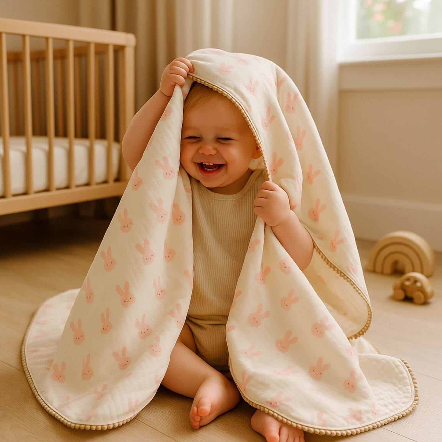 bebe souriant couverture bebe liliou lapins
