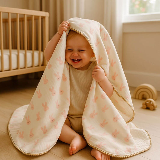 bebe souriant couverture bebe liliou lapins