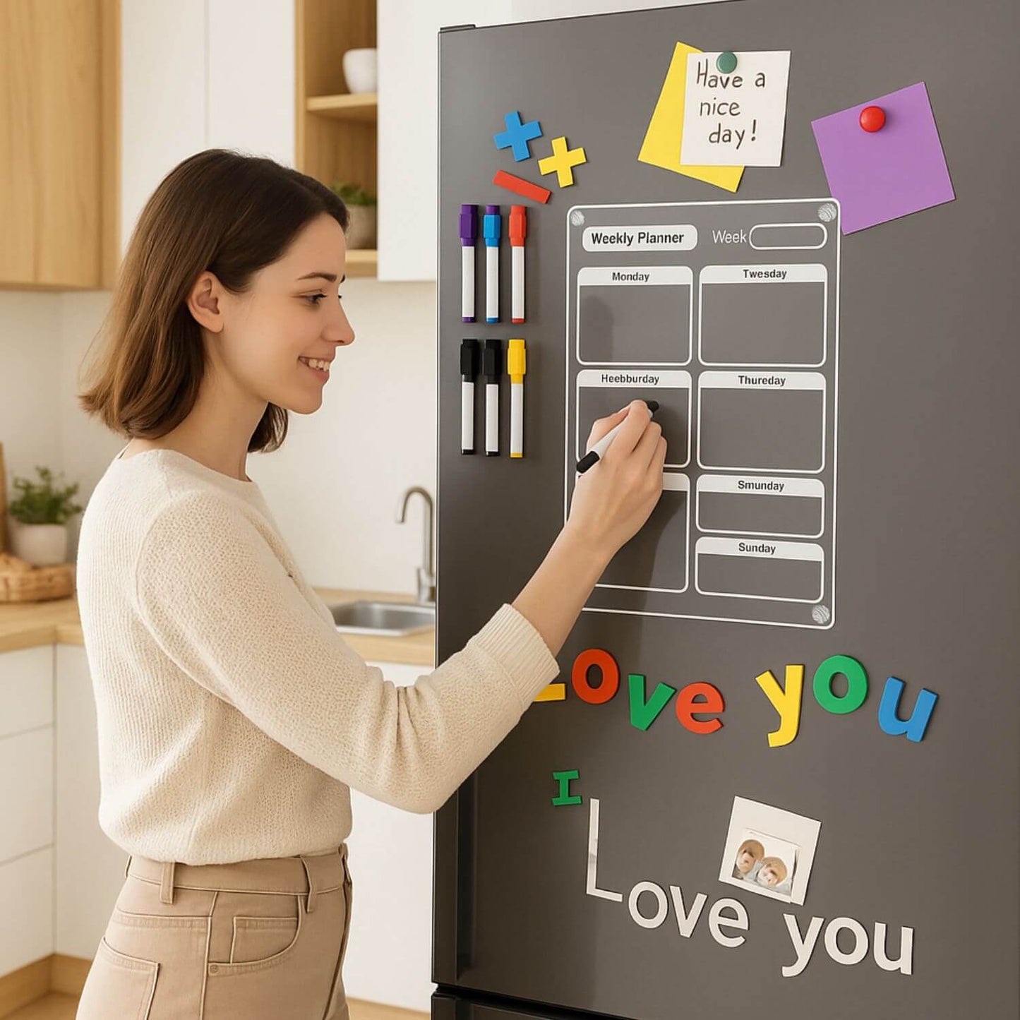 cadeau jeune maman utile semainier magnetique