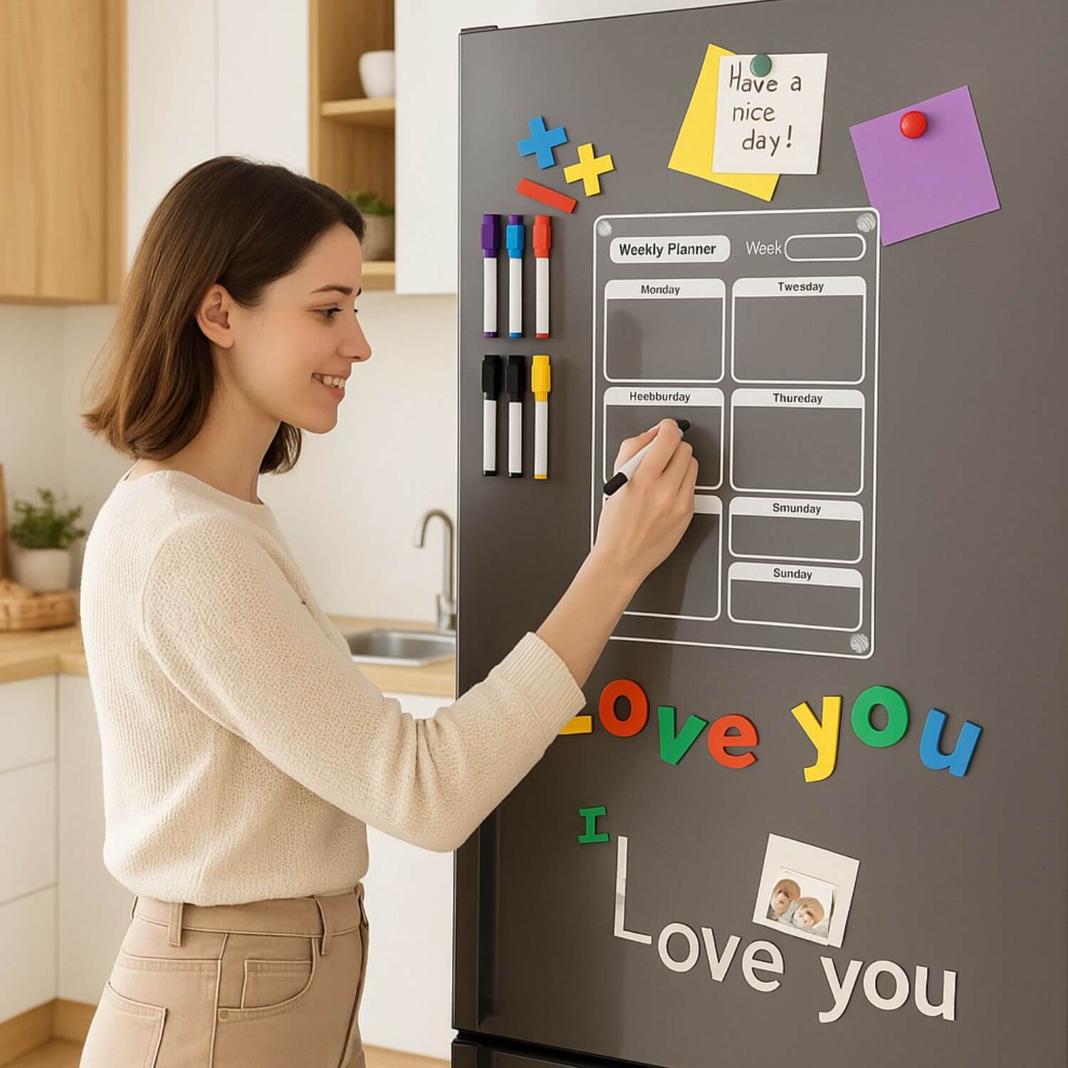 cadeau jeune maman utile semainier magnetique