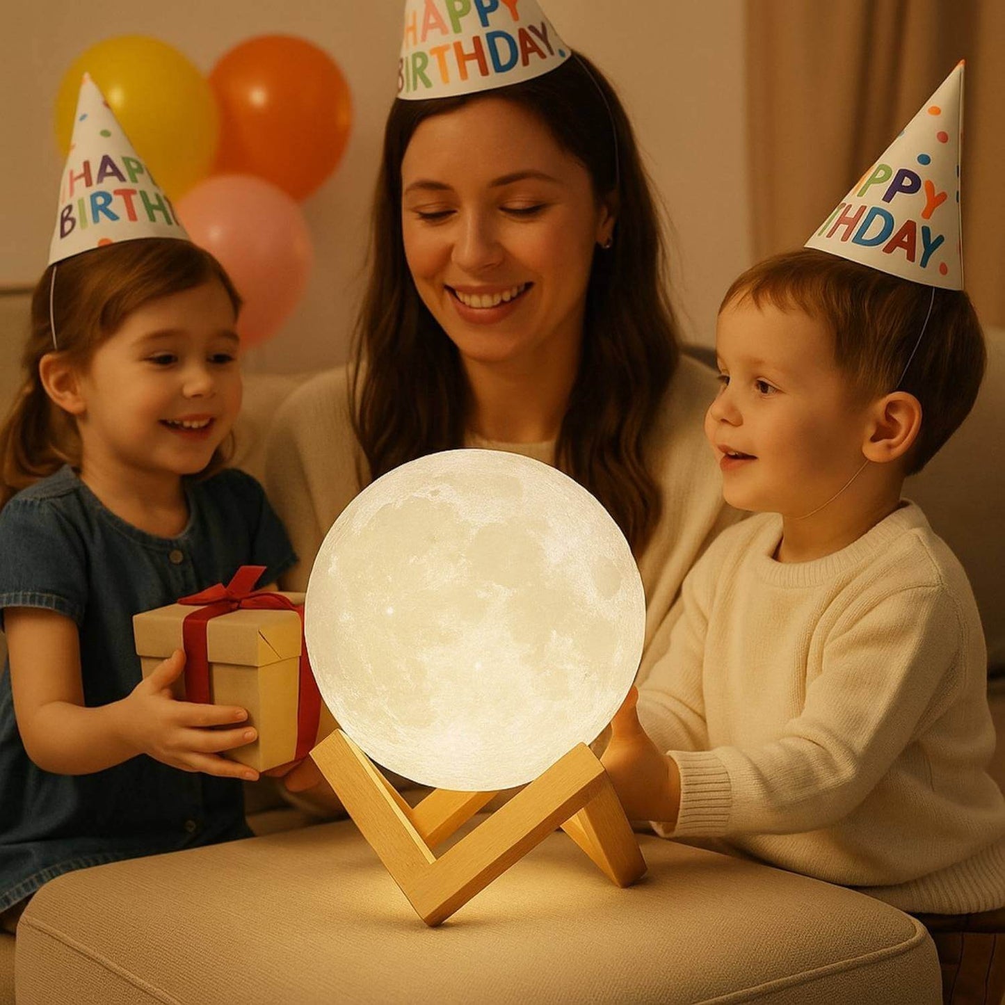 cadeau maman anniversaire lampe enfants heureux