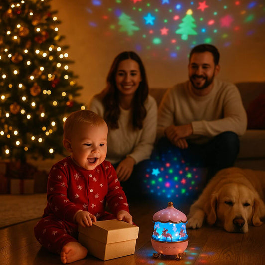 cadeau noel enfant veilleuse bebe projection plafond manege lapin