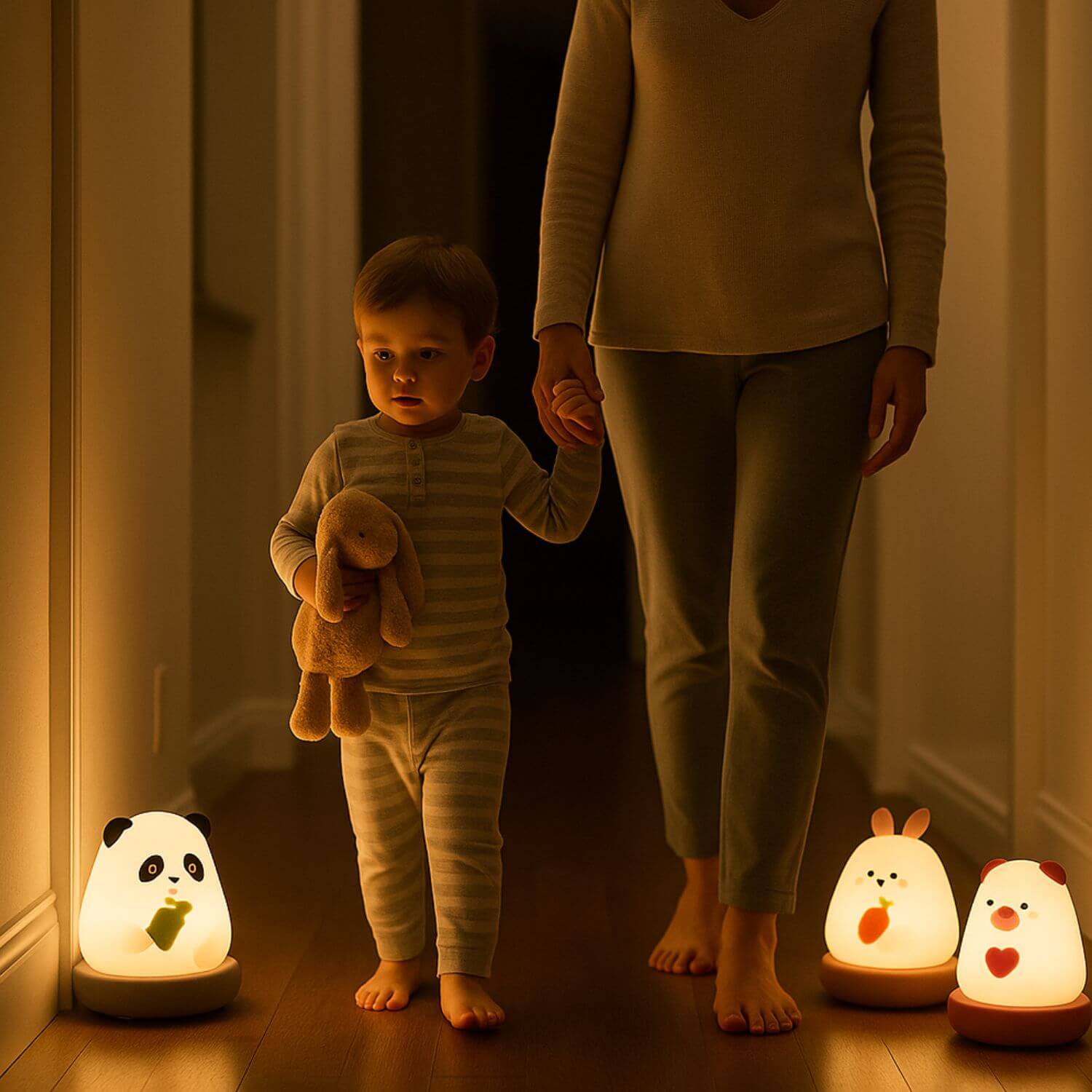 chemin lumineux doux veilleuse bebe panda et amis
