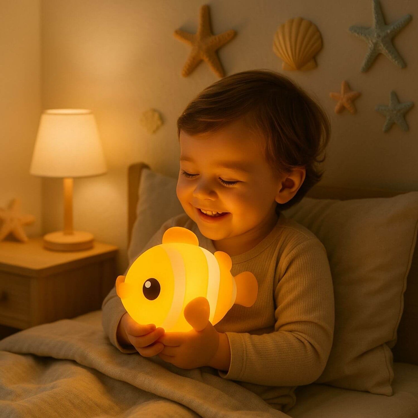 enfant curieux veilleuse enfant poisson clown fishy