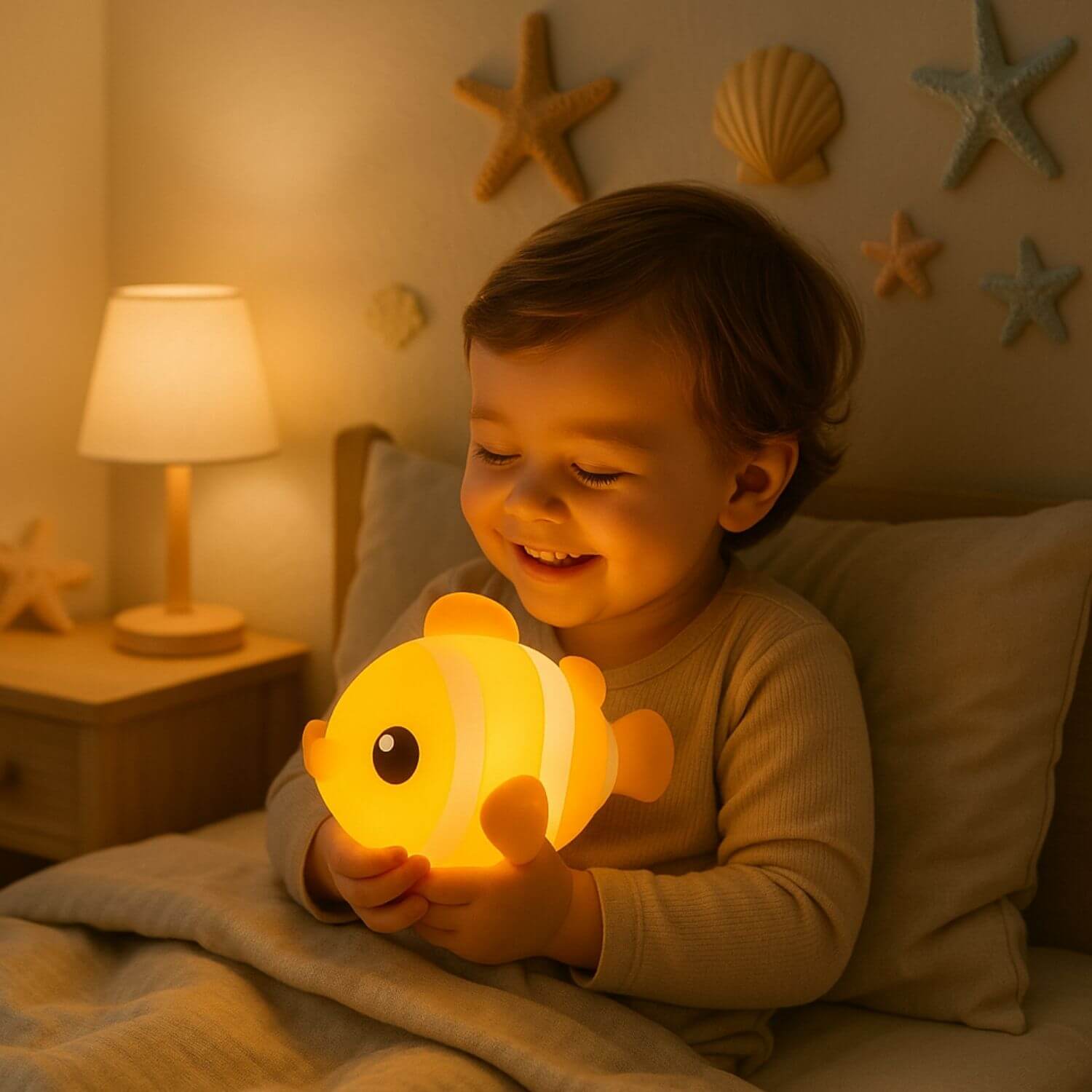enfant curieux veilleuse enfant poisson clown fishy