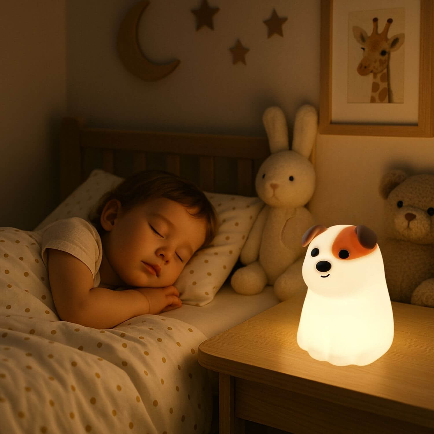 enfant dort veilleuse enfant chien poppi