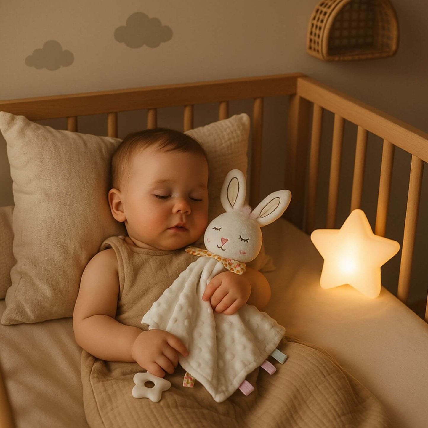 fille apaisee doudou bebe lapin doux