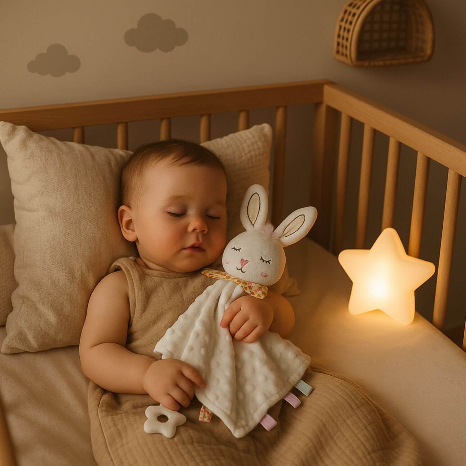 fille apaisee doudou bebe lapin doux