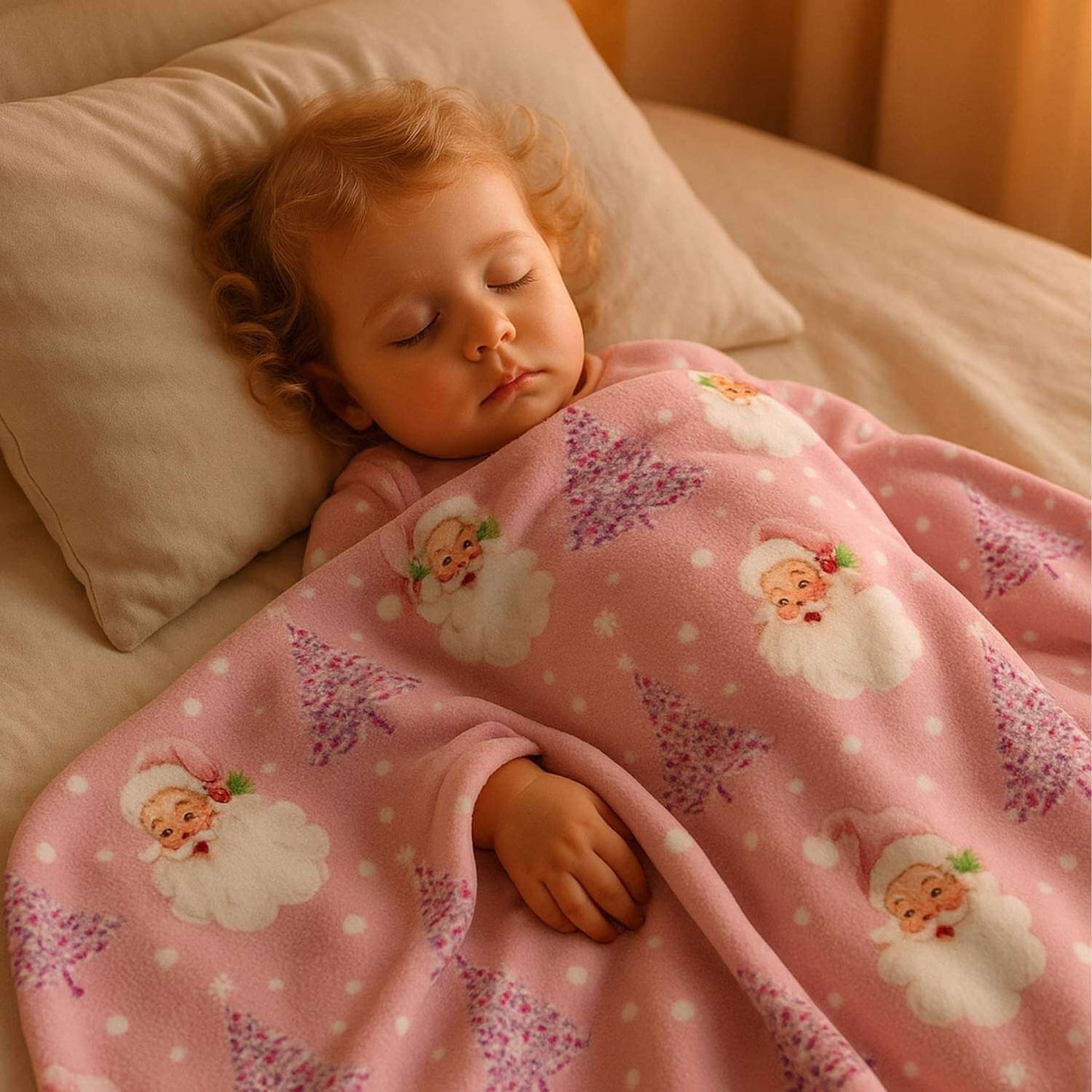 fille dort couverture bebe noel