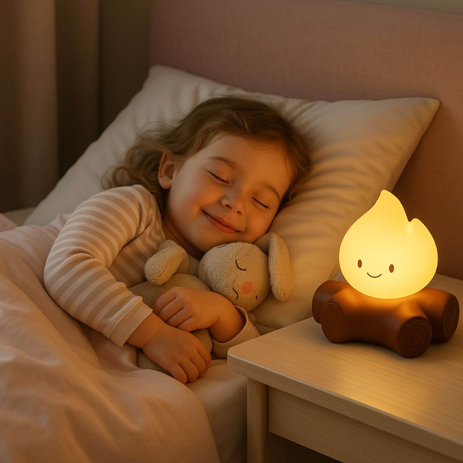 fille dort veilleuse enfant flammy