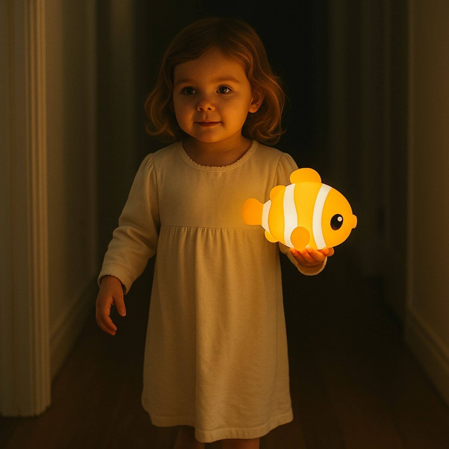 fille reveil nocturne veilleuse enfant poisson clown fishy
