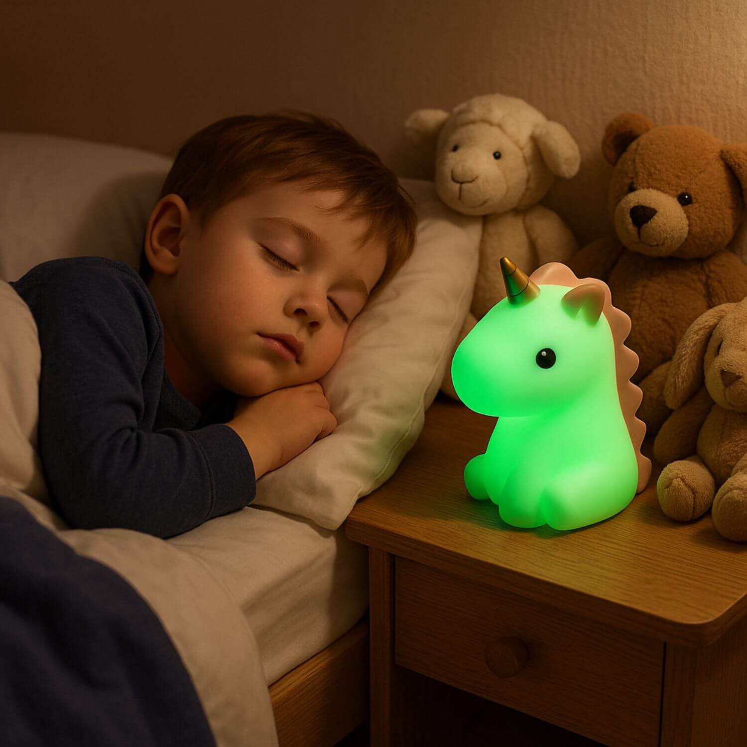 garcon dort veilleuse enfant verte licorne dasy