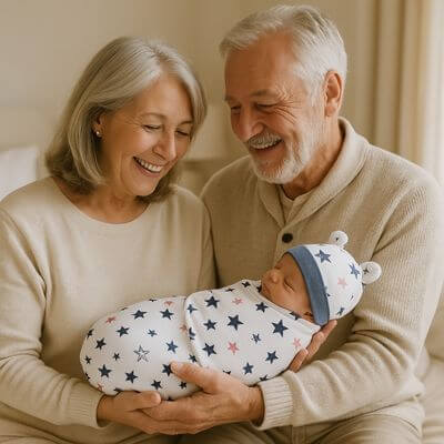 grands parents bebe paisible couverture emmaillotage