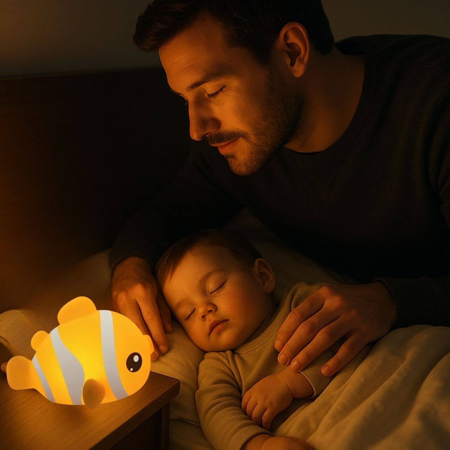 papa apaise bebe veilleuse enfant poisson clown fishy