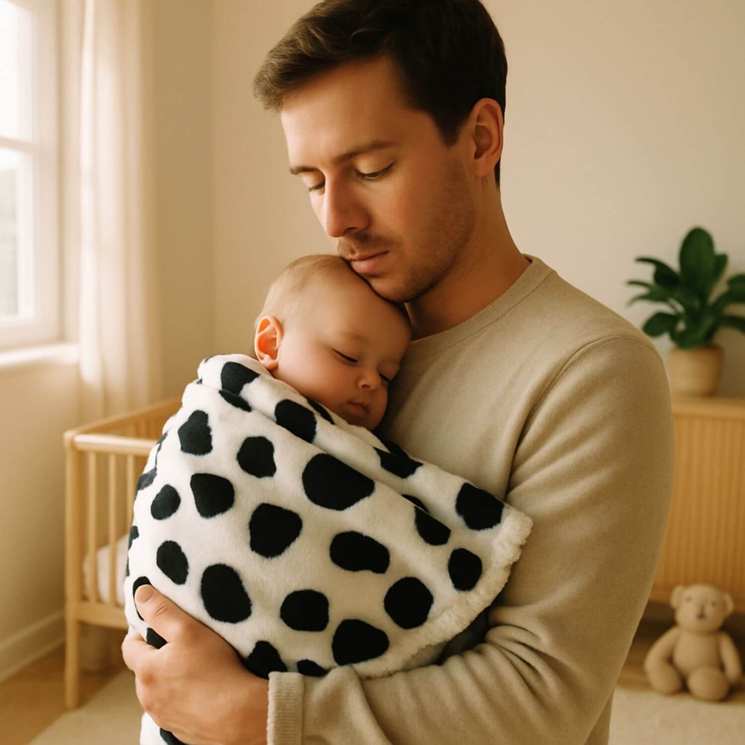 papa bebe couverture bebe dasy noir blanc