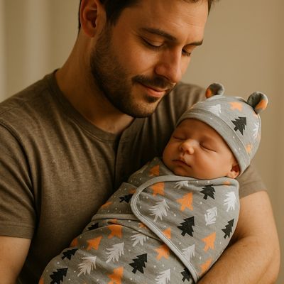 papa bebe serein couverture emmaillotage