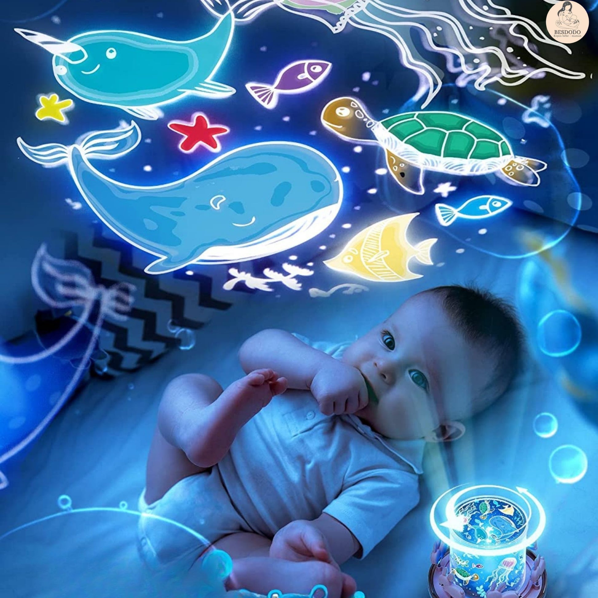 Lampe pour enfants - Veilleuse Bébé tout-petit - Carrousel LED Manège avec  lumière et