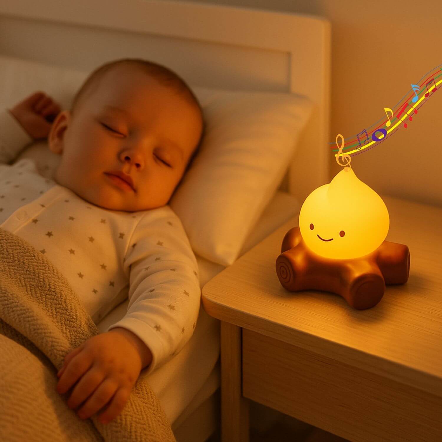 veilleuse bruit blanc flamme bebe dort paisiblement
