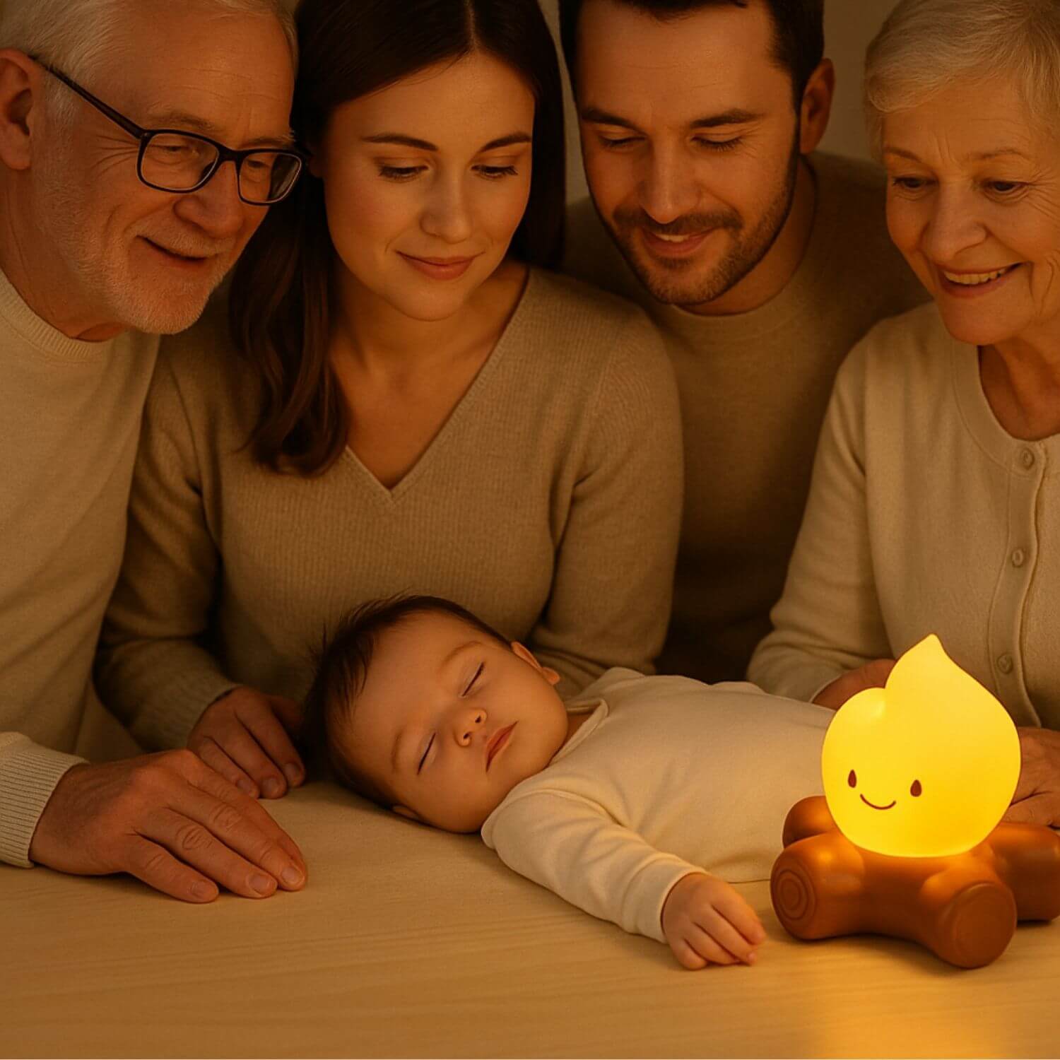 veilleuse bruit blanc flamme bebe paisible famille heureuse