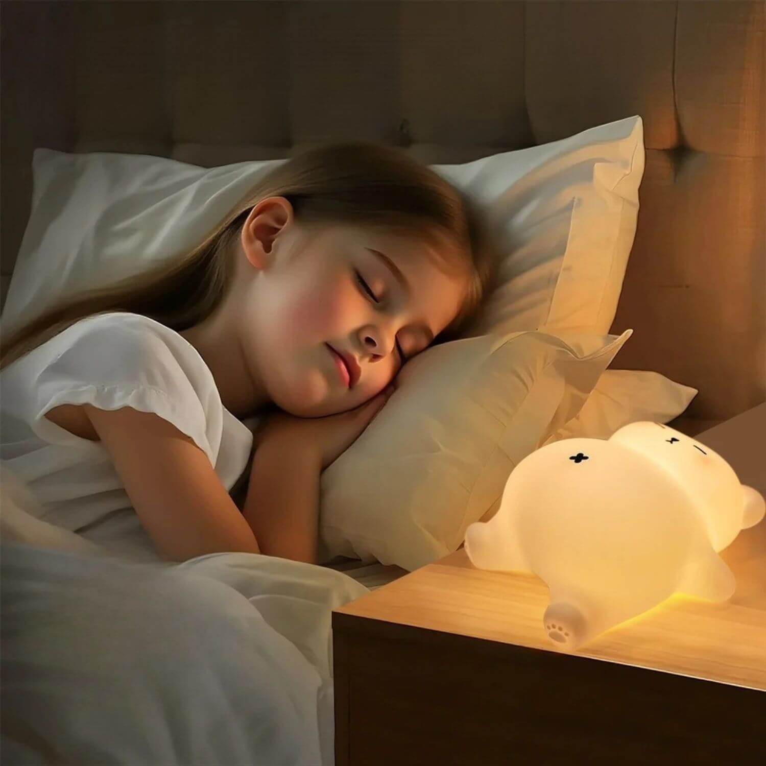 veilleuse enfant ours ronflette fille sereine dort